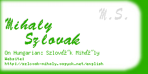 mihaly szlovak business card